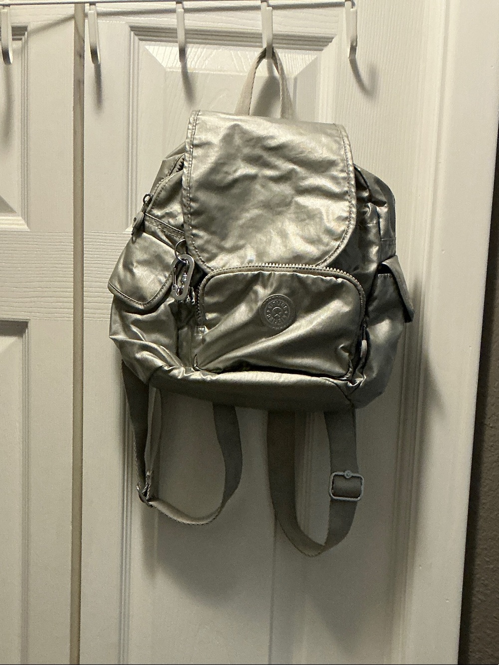 Kipling Metallic Silver Mini Backpack